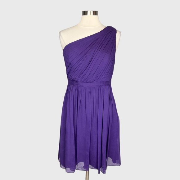 J Crew Womens Kylie One Shoulder Silk Chiffon Cocktail Dress Purple size 10 - Picture 1 of 11
